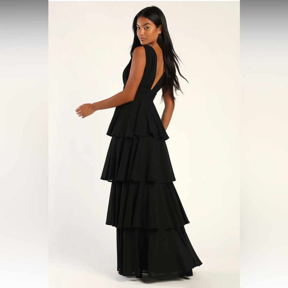 Lulus Amazing Evening Black Tiered Maxi Dress